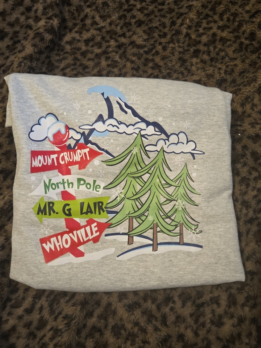 Gildan Gray Short-Sleeve Tee with Holiday Graphic (Green, Red, Blue)